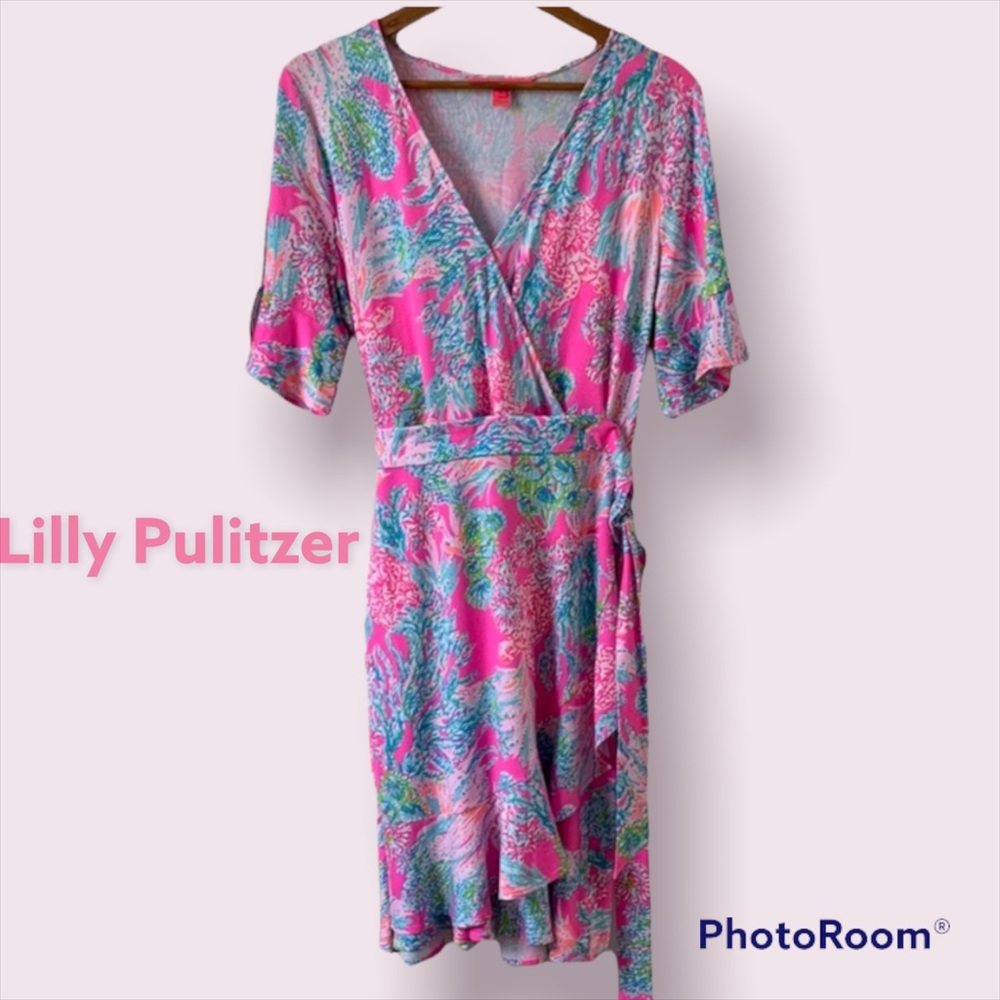 Lilly Pulitzer Pink Multi Print Wrap Dress